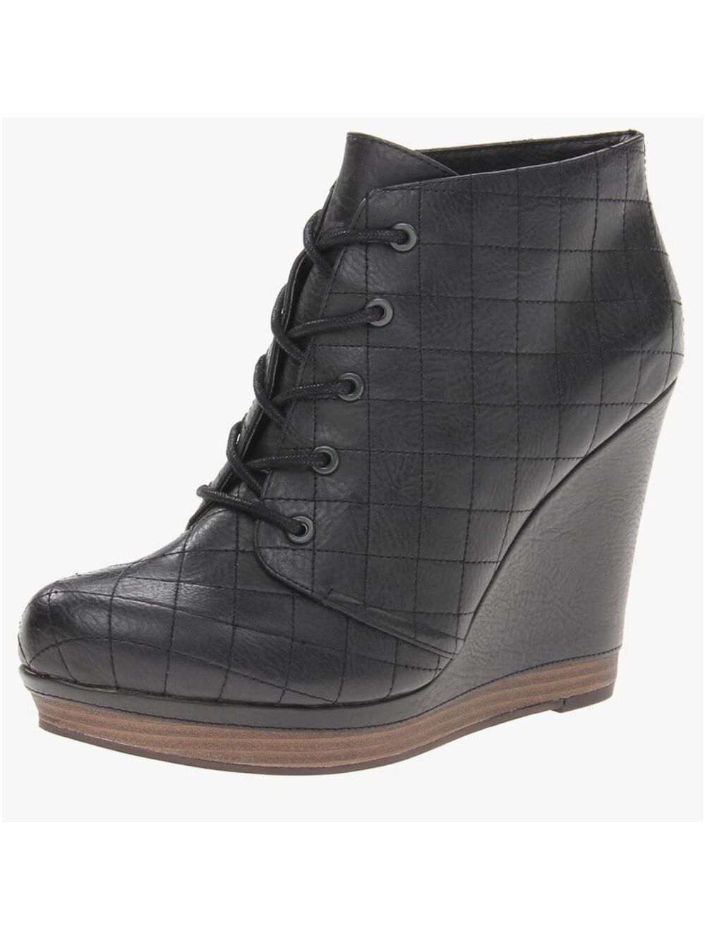Seychelles Quilted Wedge lace up boots sz 9